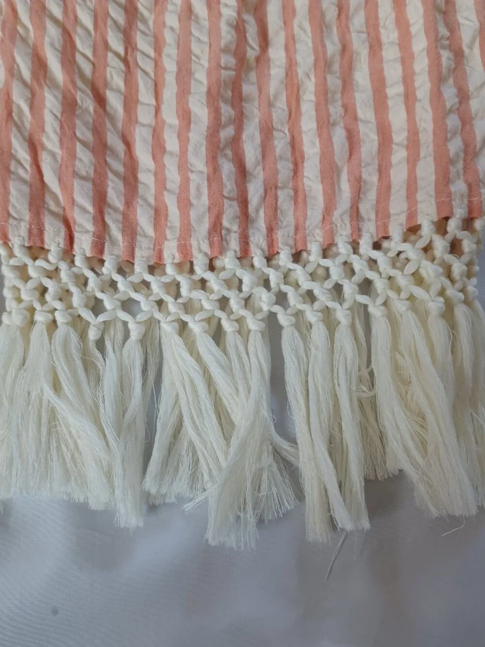 Roller Rabbit Womens Tianna Top And Pants Set Fringe Coral Stripe CoverUp Size M